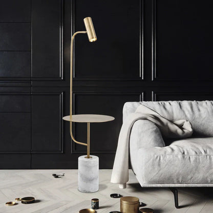Lampe de sol élégante – Lampe marbre avec table d'appoint pour maison et bureau