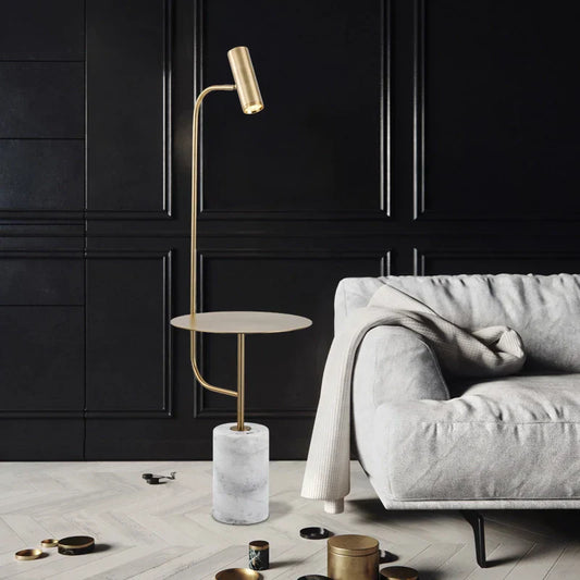 Lampe de sol élégante – Lampe marbre avec table d'appoint pour maison et bureau