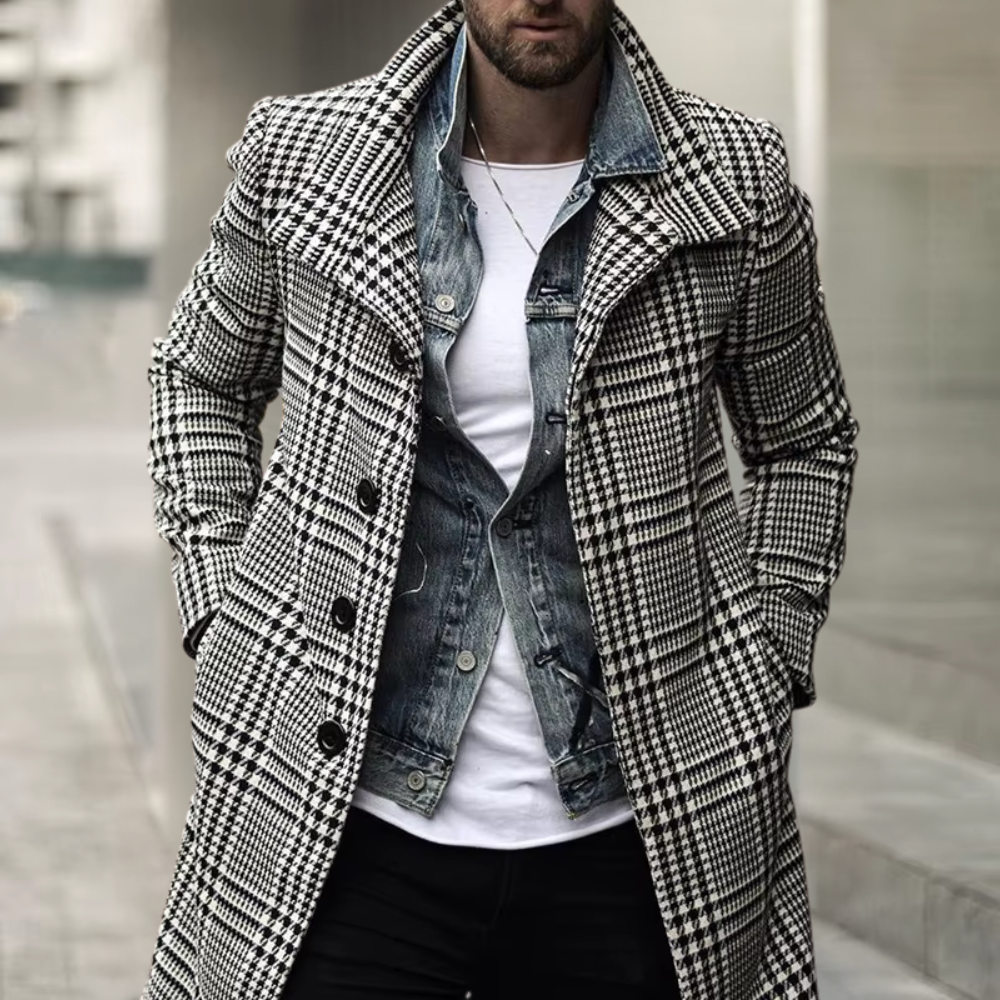 Manteau à carreaux homme – Veste élégante en laine pour automne