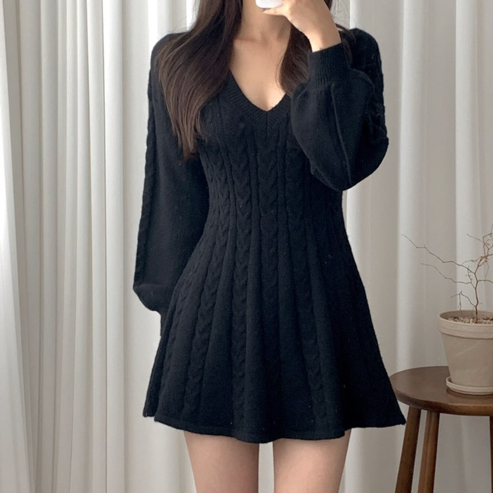 Robe élégante femme – Robe V-neck chic et fluide pour soirée