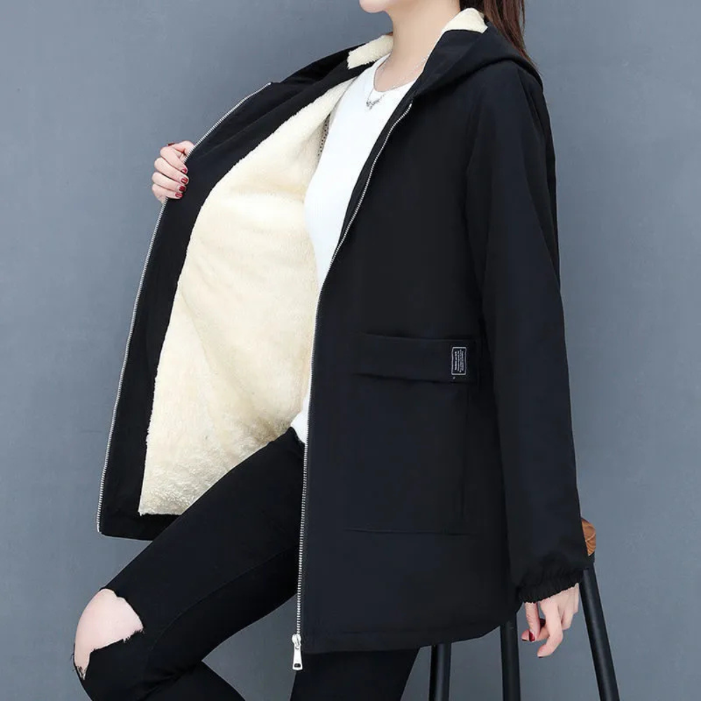 Manteau à capuche femme – Veste chaude et élégante en tissu doux