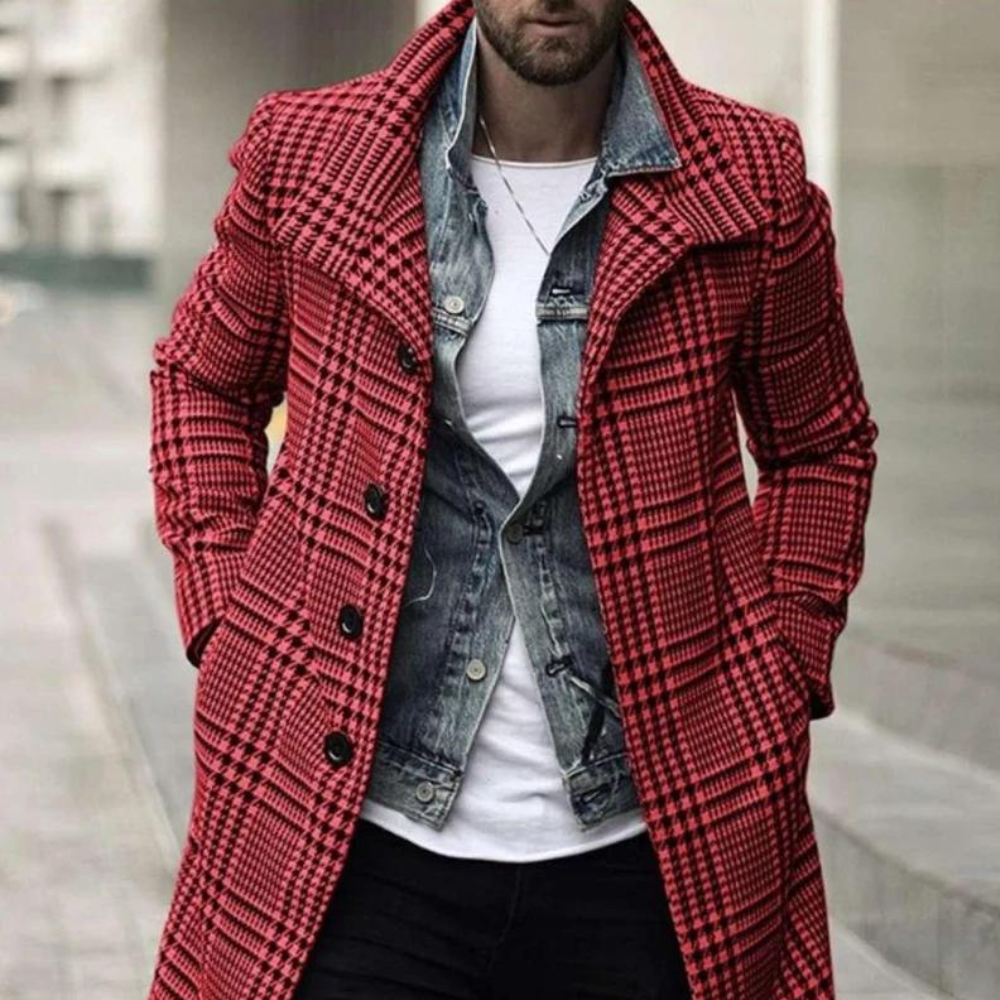 Manteau à carreaux homme – Veste élégante en laine pour automne