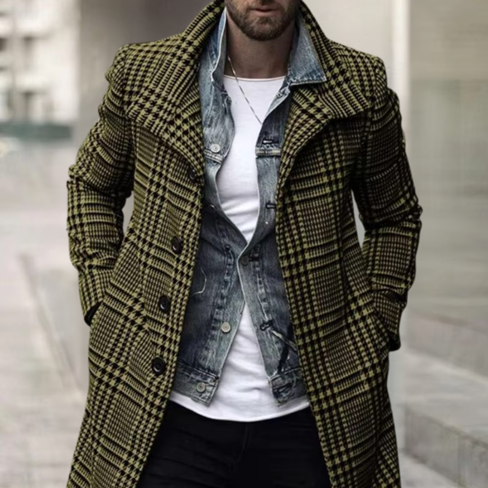 Manteau à carreaux homme – Veste élégante en laine pour automne