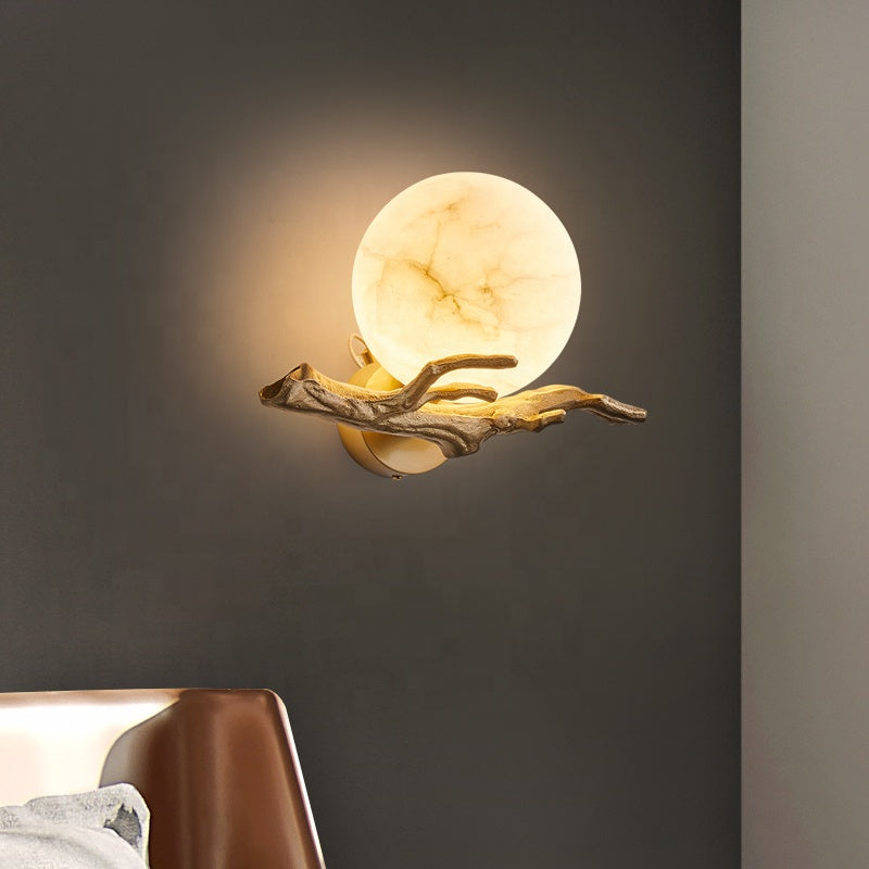 Lampe murale en cuivre et marbre – Éclairage décoratif élégant pour maison et bureau